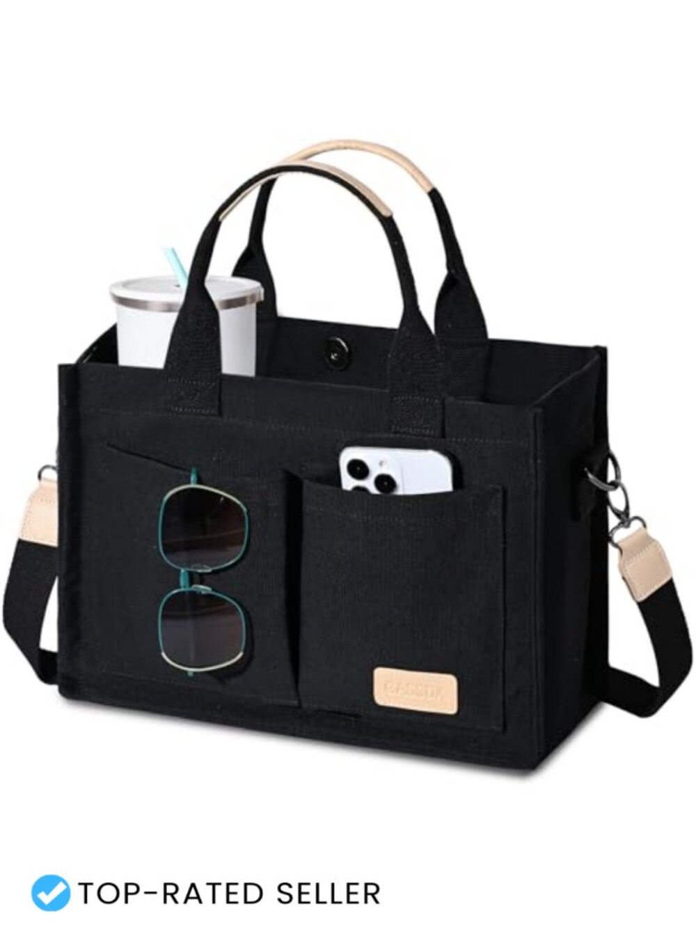Canvas Tote Bag Crossbody Satchel with Pockets Top Handle Travel Work Nurse